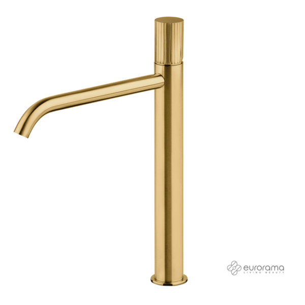 Μπαταρία νιπτήρα ήρος υψηλή με βαλβίδα clic-clac oso eurorama brushed gold - Image 1