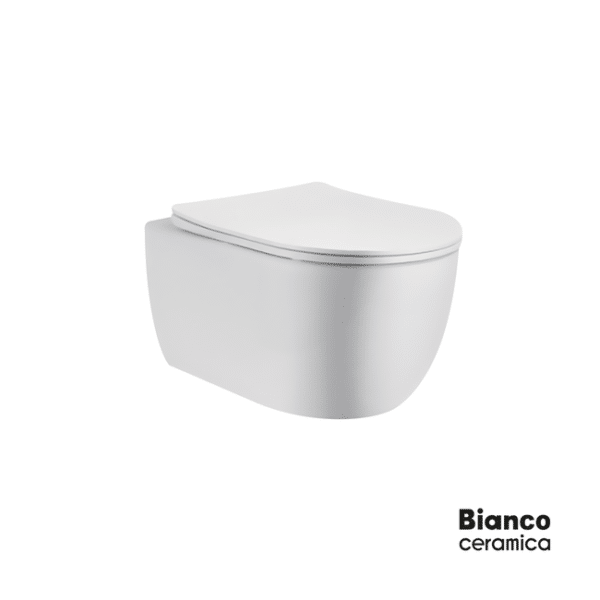 Κομπλέ κρεμαστή λεκάνη maya/48,5 rim με κάλυμμα 9600sc bianco ceramica white - Image 1