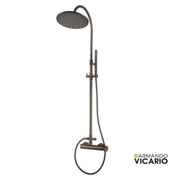Μπαταρία ντουζιέρας και κολώνα με κεφαλή  slim vicario tuscany brass - Image 1