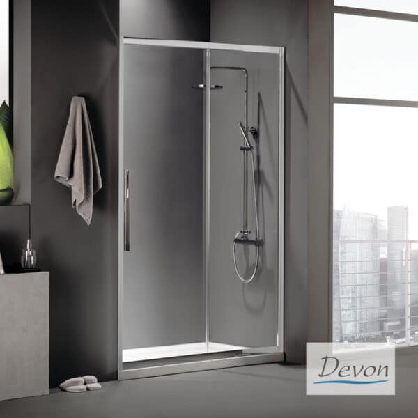 Πόρτα ντουζιέρας Slider 130 (127-131εκ) h220 devon flow clean-glass chrome - Image 1