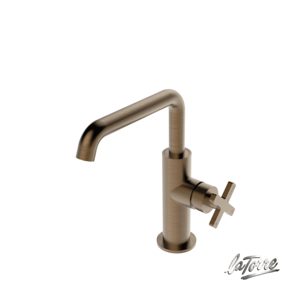 Μπαταρία νιπτήρα ήρος και βαλβίδα clic-clac elle cross la torre antique brass - Image 1