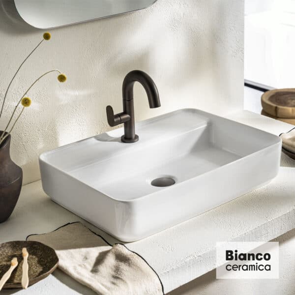 Νιπτήρας 55x40 (1 οπή) bianco ceramica white - Image 1