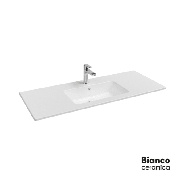 Νιπτήρας flat 121,5x46,5 (1 οπή) bianco ceramica white - Image 1