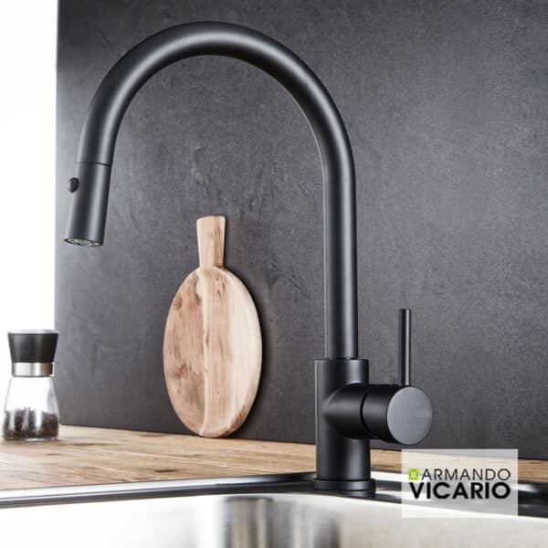 Μπαταρία νεροχύτη  fluo vicario black matt - Image 1
