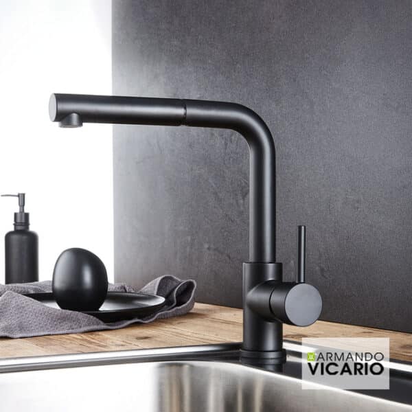 Μπαταρία νεροχύτη  fluo vicario black matt - Image 1