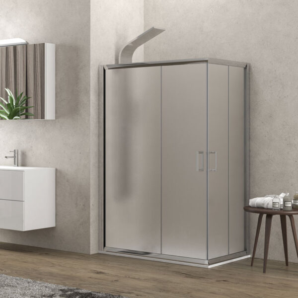 Καμπίνα ορθογώνια με fabric κρύσταλλο NEW FLORA 100 Χρωμέ KARAG 70x90x170cm - Image 1